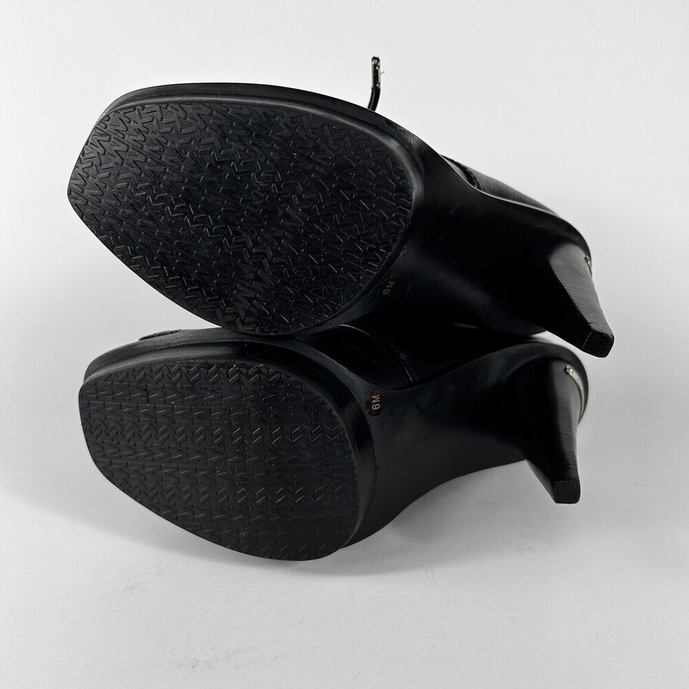 Michael Kors Women's Size 6M Black Leather Peep Toe Lace Up Booties Heels Shoe - Picture 8 of 9
